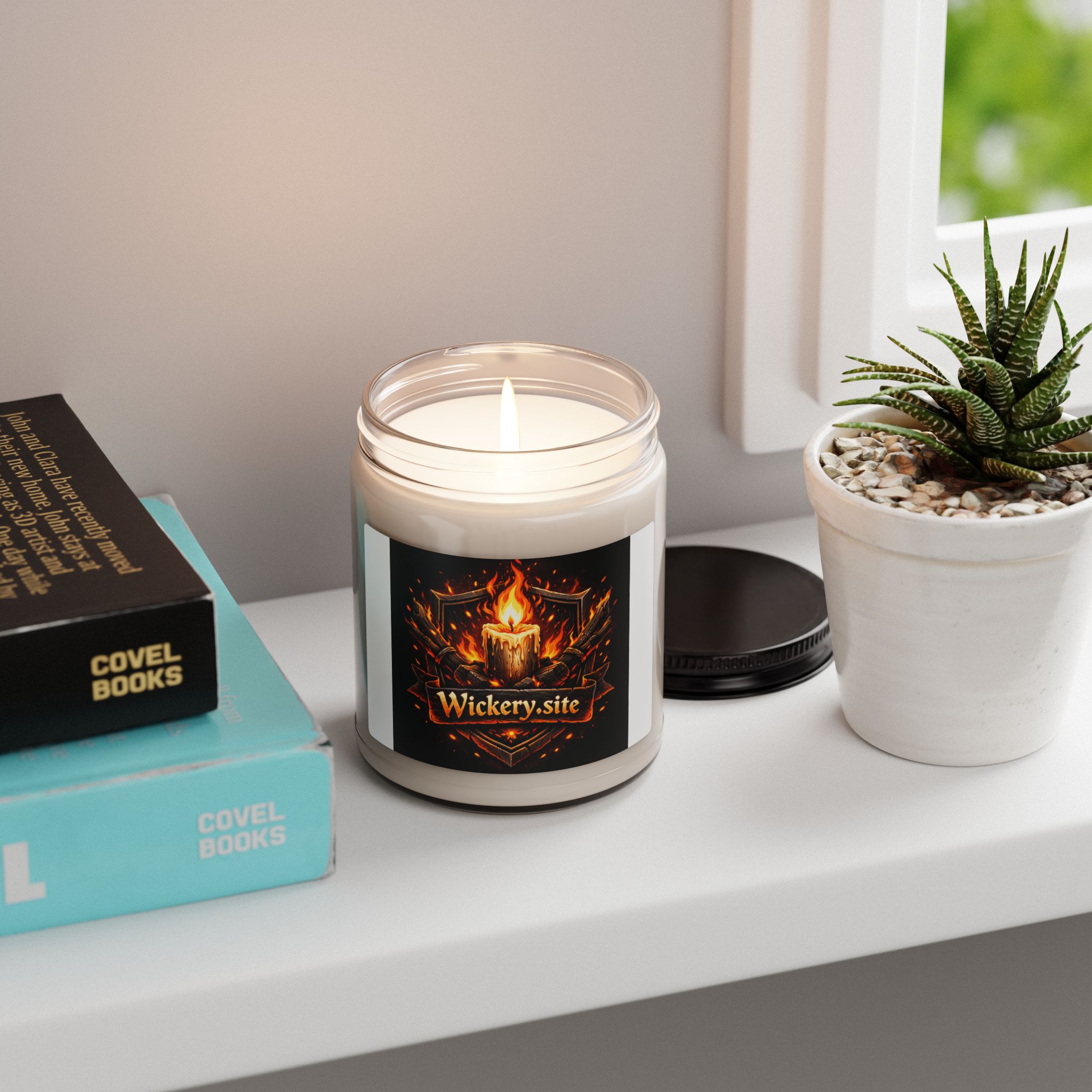 A candle burned safely, with attention to real fire safety