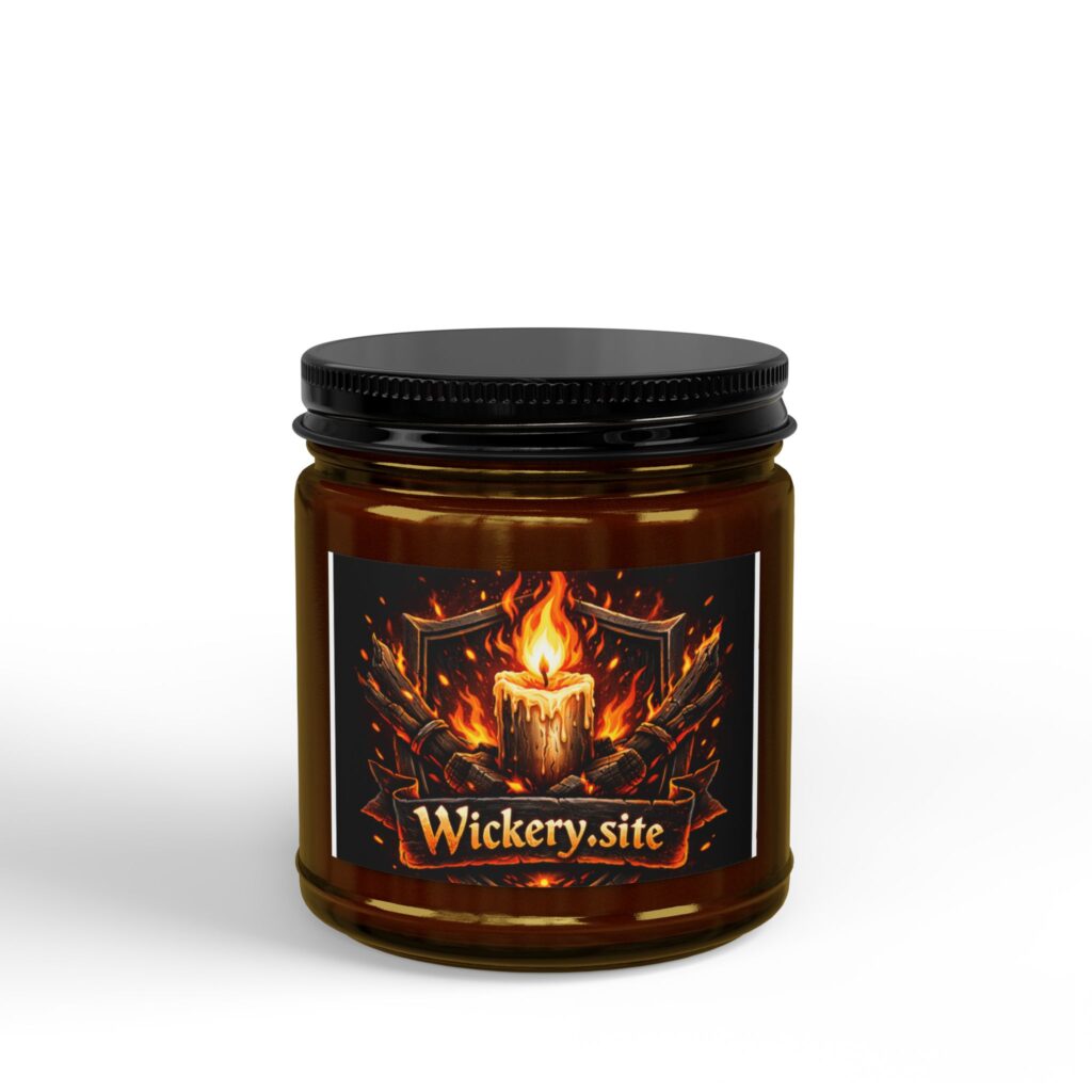Hearthlight 4oz soy candle in an amber glass jar