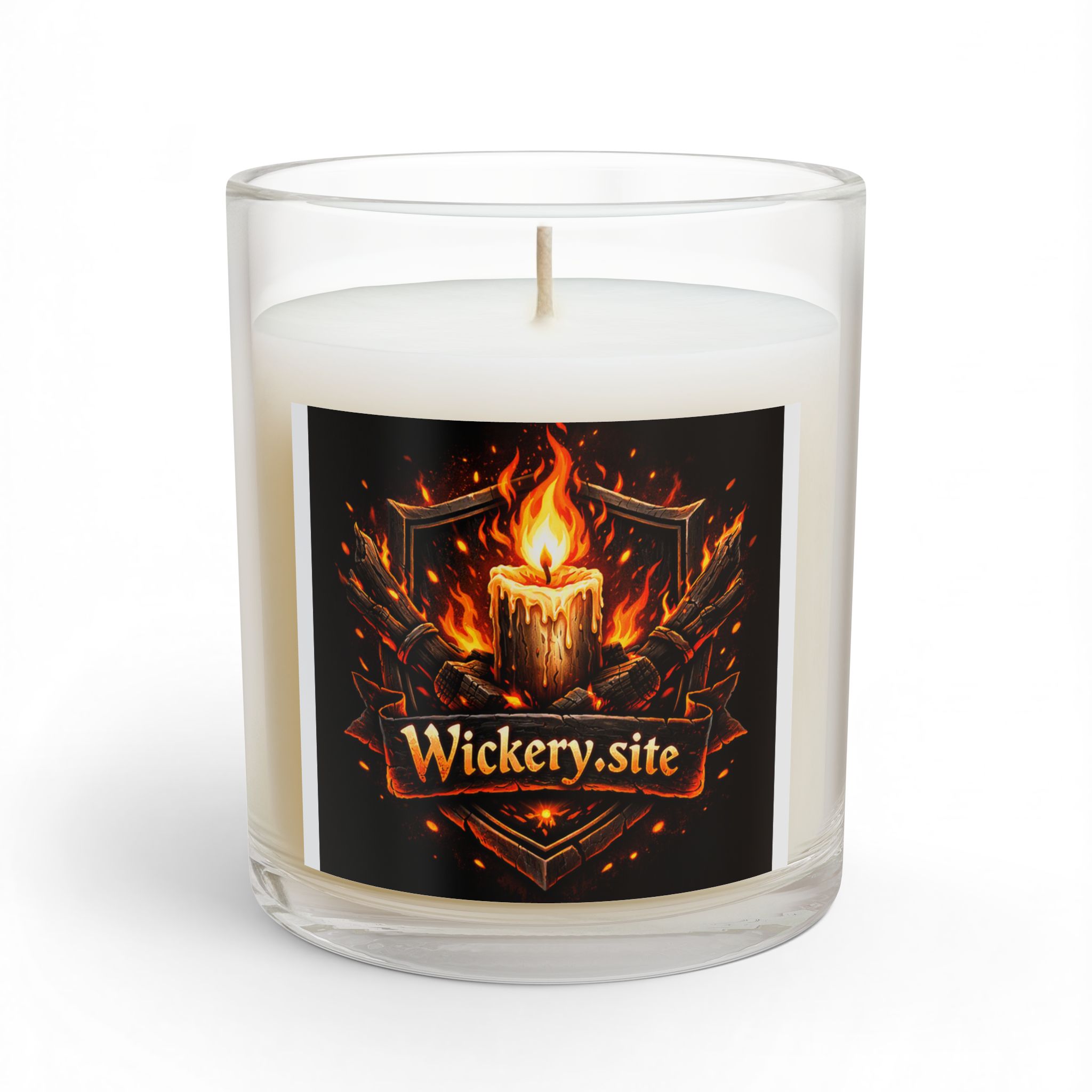 Hearthlight soy candle in an 11oz clear glass jar showing an even, full-width wax pool